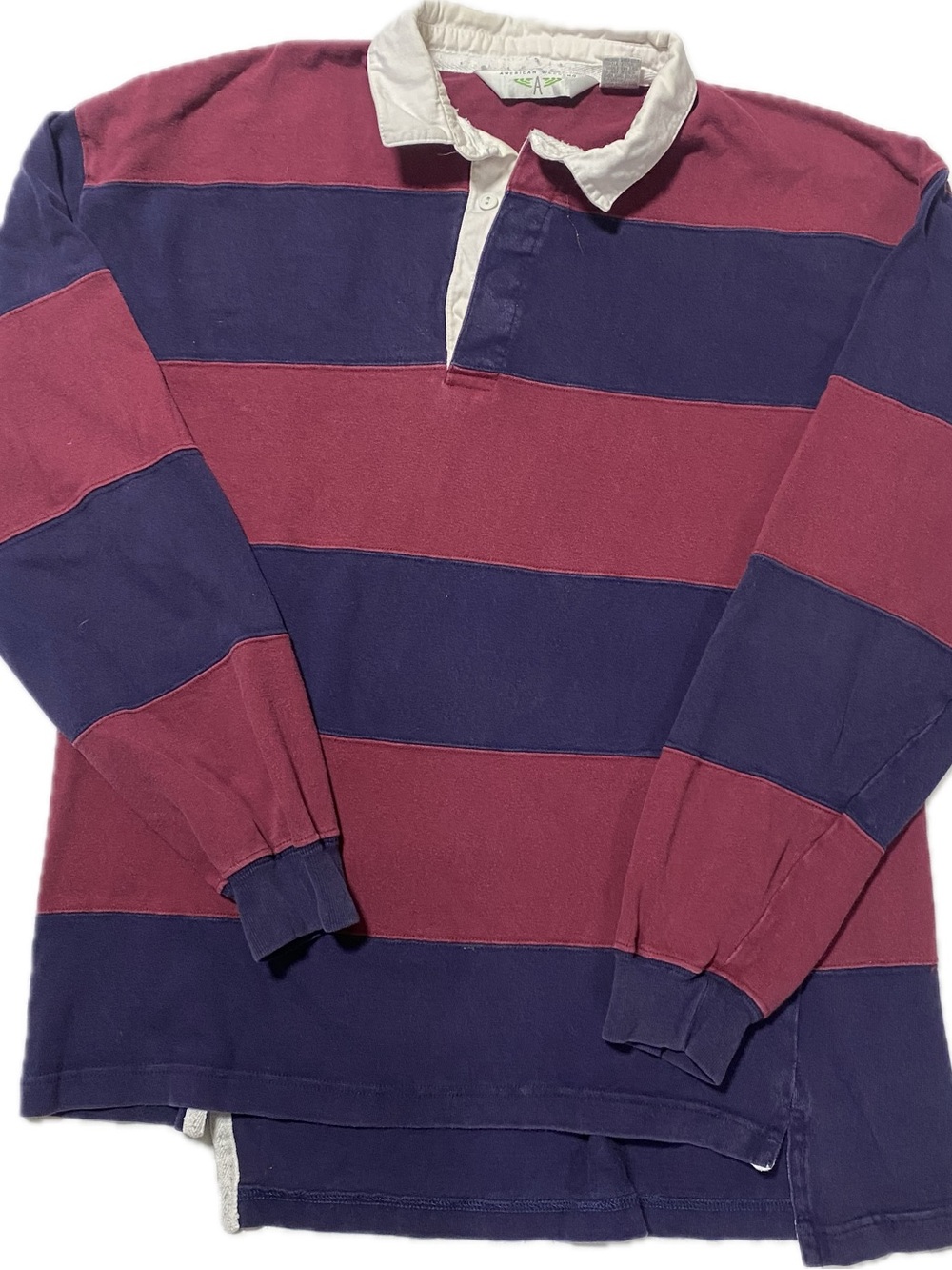 Y2K Striped Long-Sleeve Rugby Polo in Burgundy and Navy with White Collar